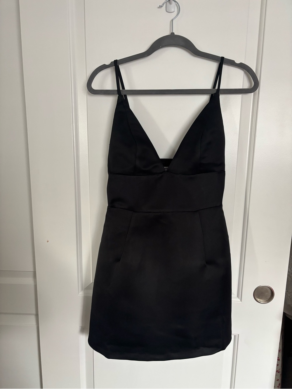 Urban Outfitters Kimchi Blue Black Satin V-Neck Spaghetti Strap Mini Dress